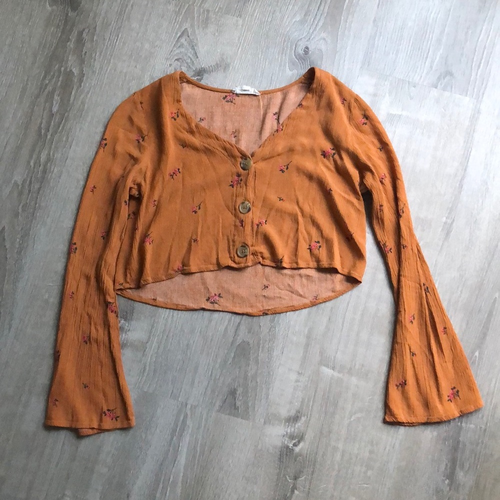 Floral Long Sleeve Crop Top